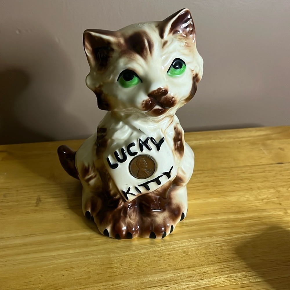😄MCM lucky Kitty ceramic coin bank 1957